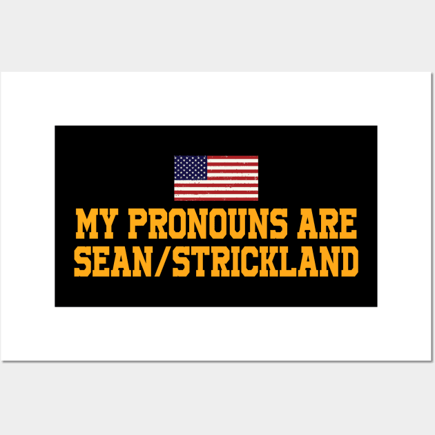 My Pronouns Are Sean, Strickland America Flag Wall Art by alujino